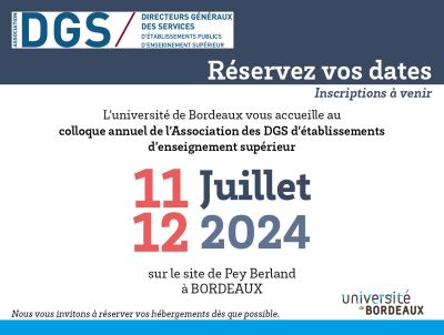 COLLOQUE ANNUEL ADGS - BORDEAUX - DU 10 AU 12 JUILLET 2024